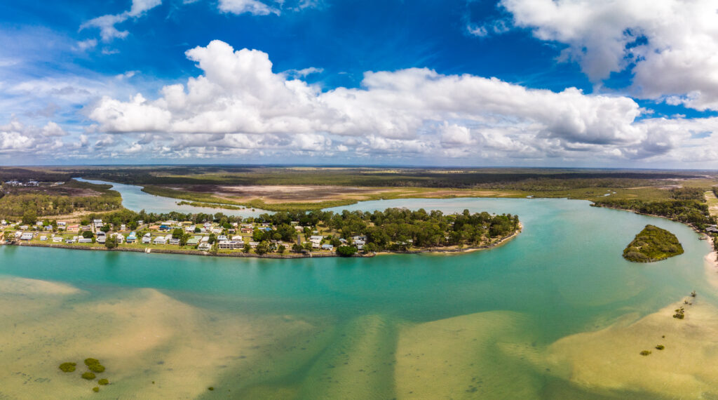 Tin Can Bay: Queensland's Hidden Holiday Gem - aerial view of Tin Can Bay and Hervey Beach